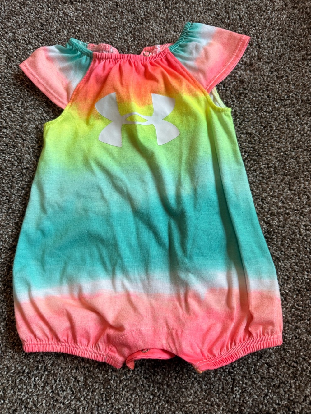Under Armour Girls' Tie-Dye Bubble Romper - Coral, Yellow, Teal, White